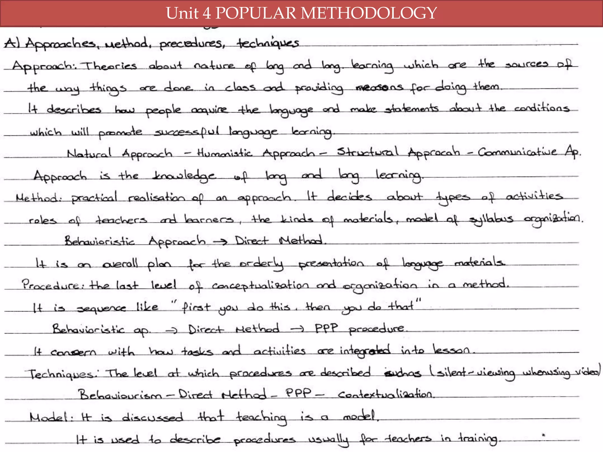 Unit 4 POPULAR METHODOLOGY

 
