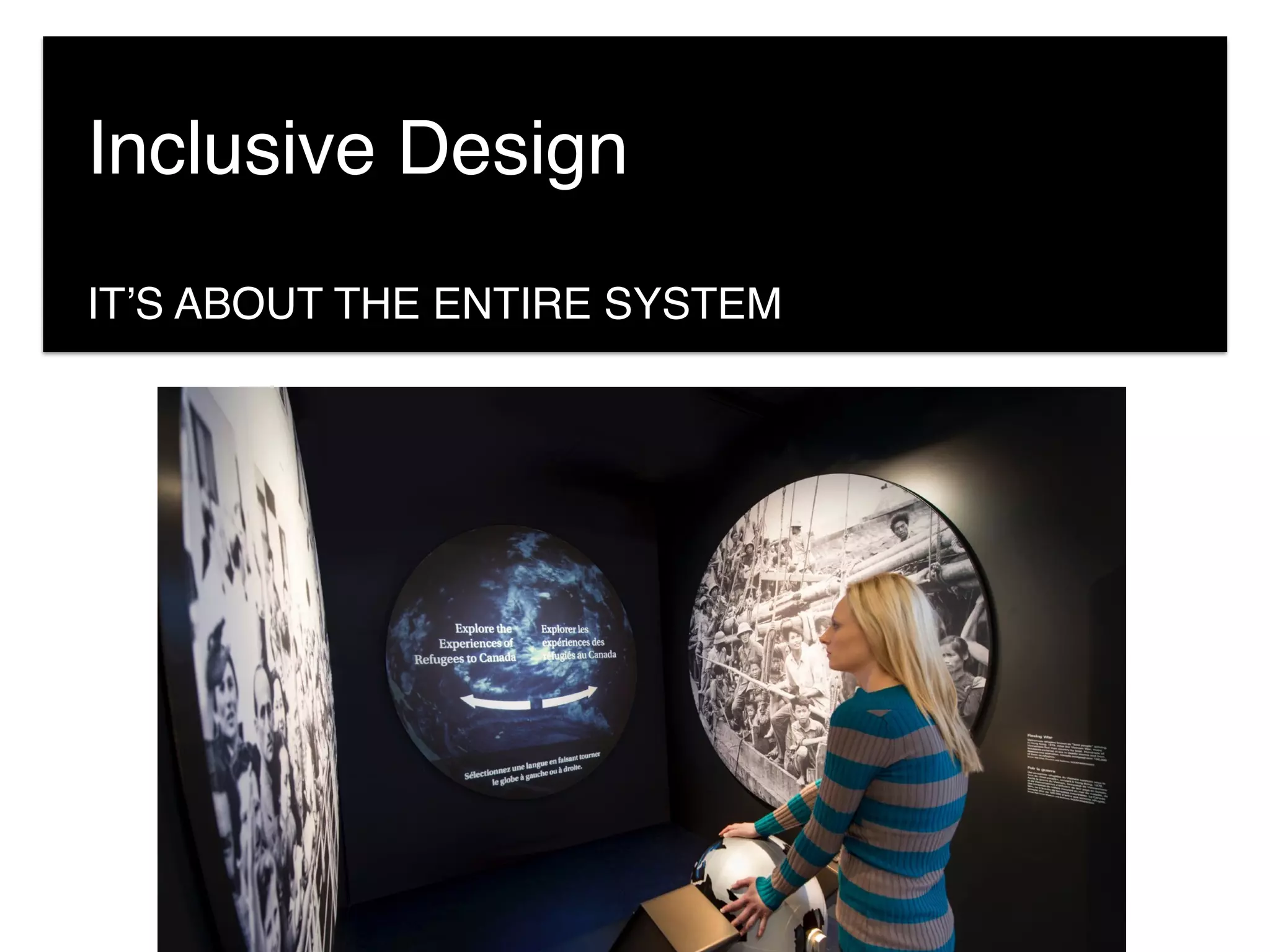 Inclusive Design
IT’S ABOUT THE ENTIRE SYSTEM
 