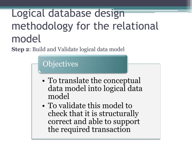 Methodology logical database design for the relational | PPTX