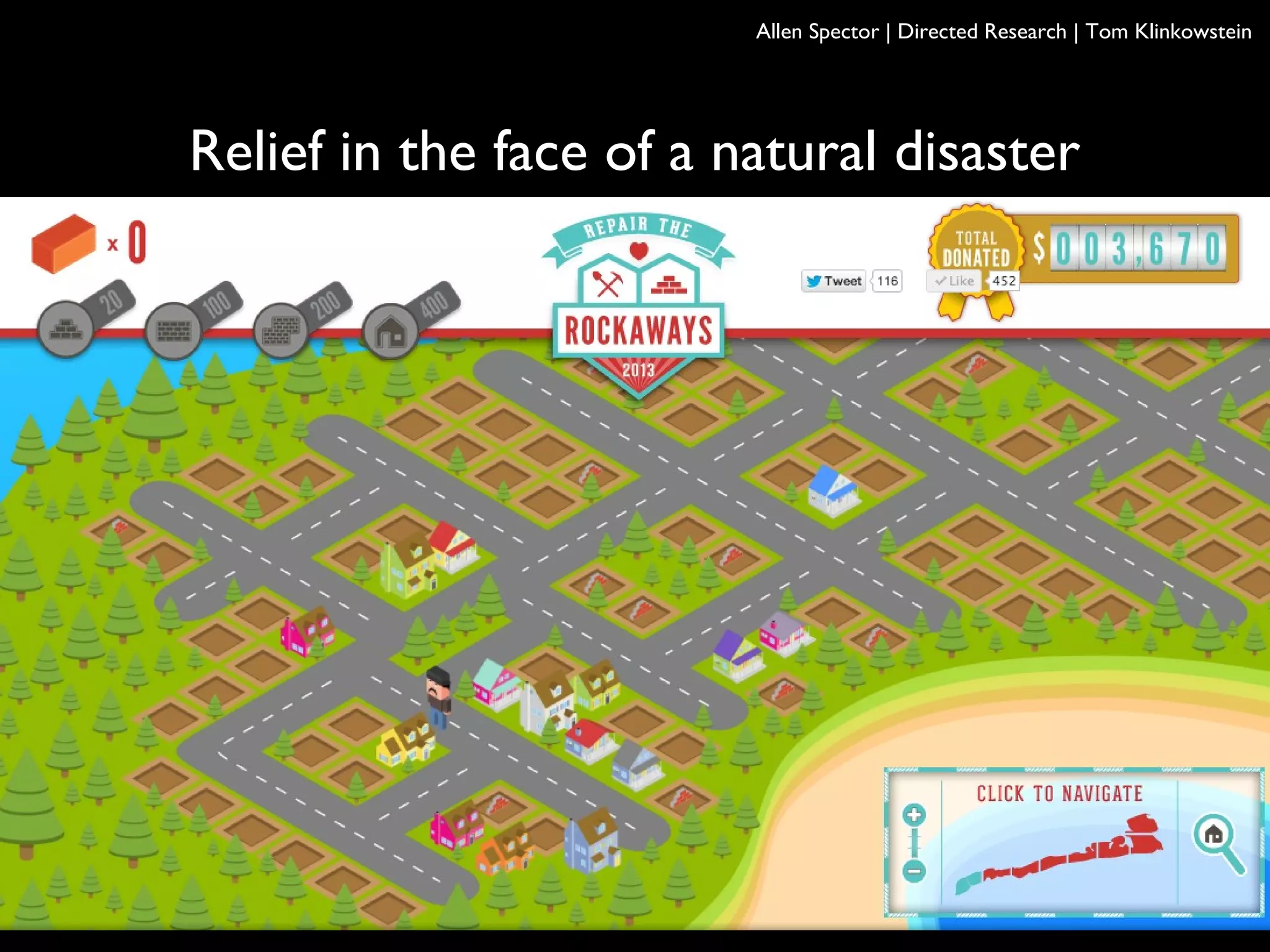 Relief in the face of a natural disaster
Allen Spector | Directed Research | Tom Klinkowstein
 