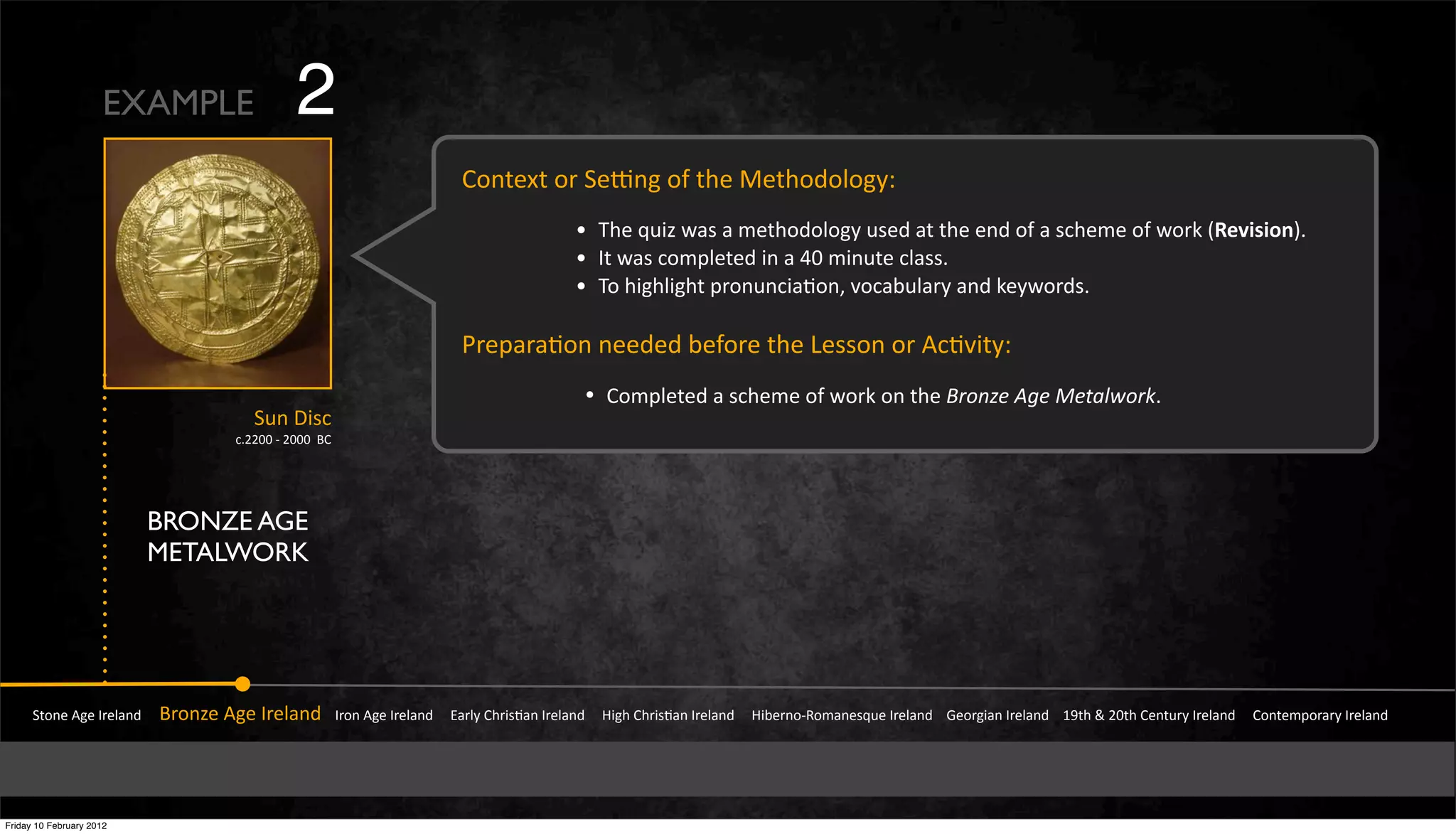 Methodology background bronze age quiz 0 PPT