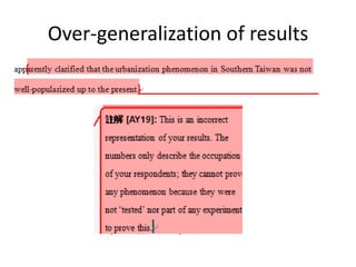 Over-generalization of results
 