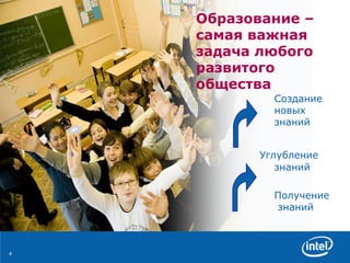 Образование – самая важная задача любого развитого общества Создание новых  знаний    Углубление знаний   Получение  знаний 
