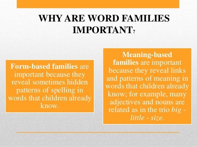 Words sets or word families
