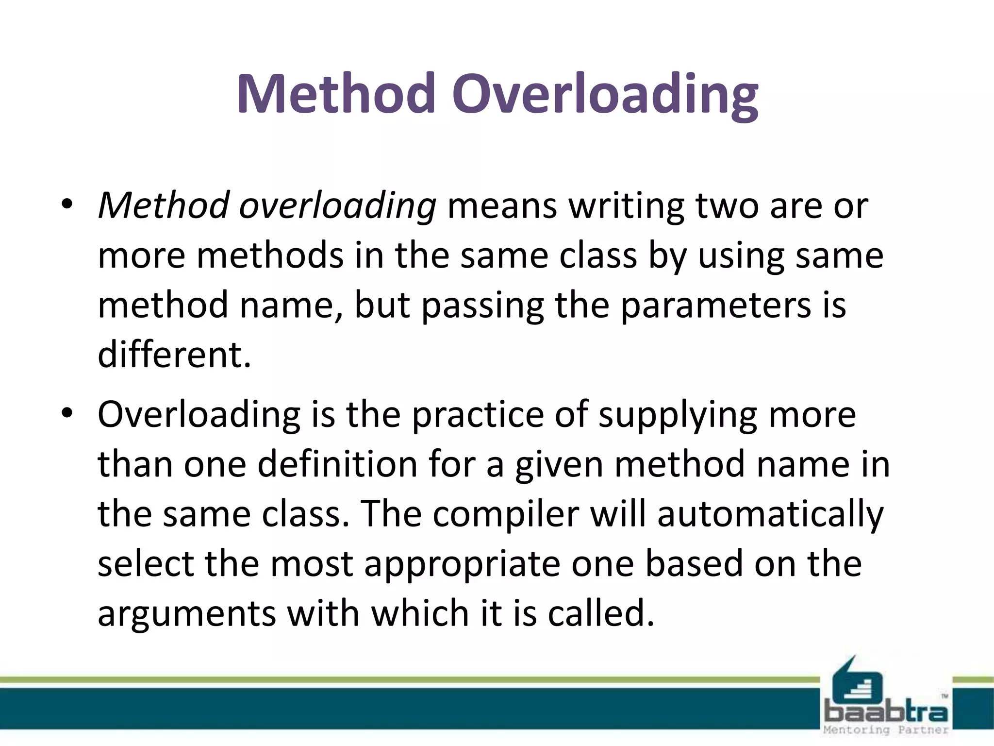 what is method overloading? | PPT