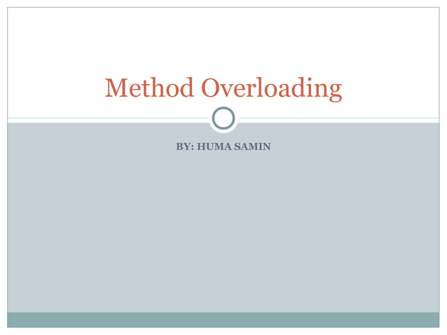 Method overloading | PPT