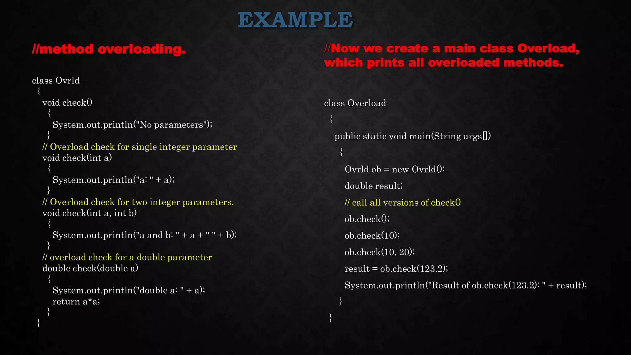Method overloading | PPTX | Programming Languages | Computing