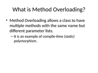 Comprehensive Guide to Method Overloading in Java Programming | PPTX