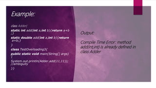 Method overloading in java | PPTX | Programming Languages | Computing