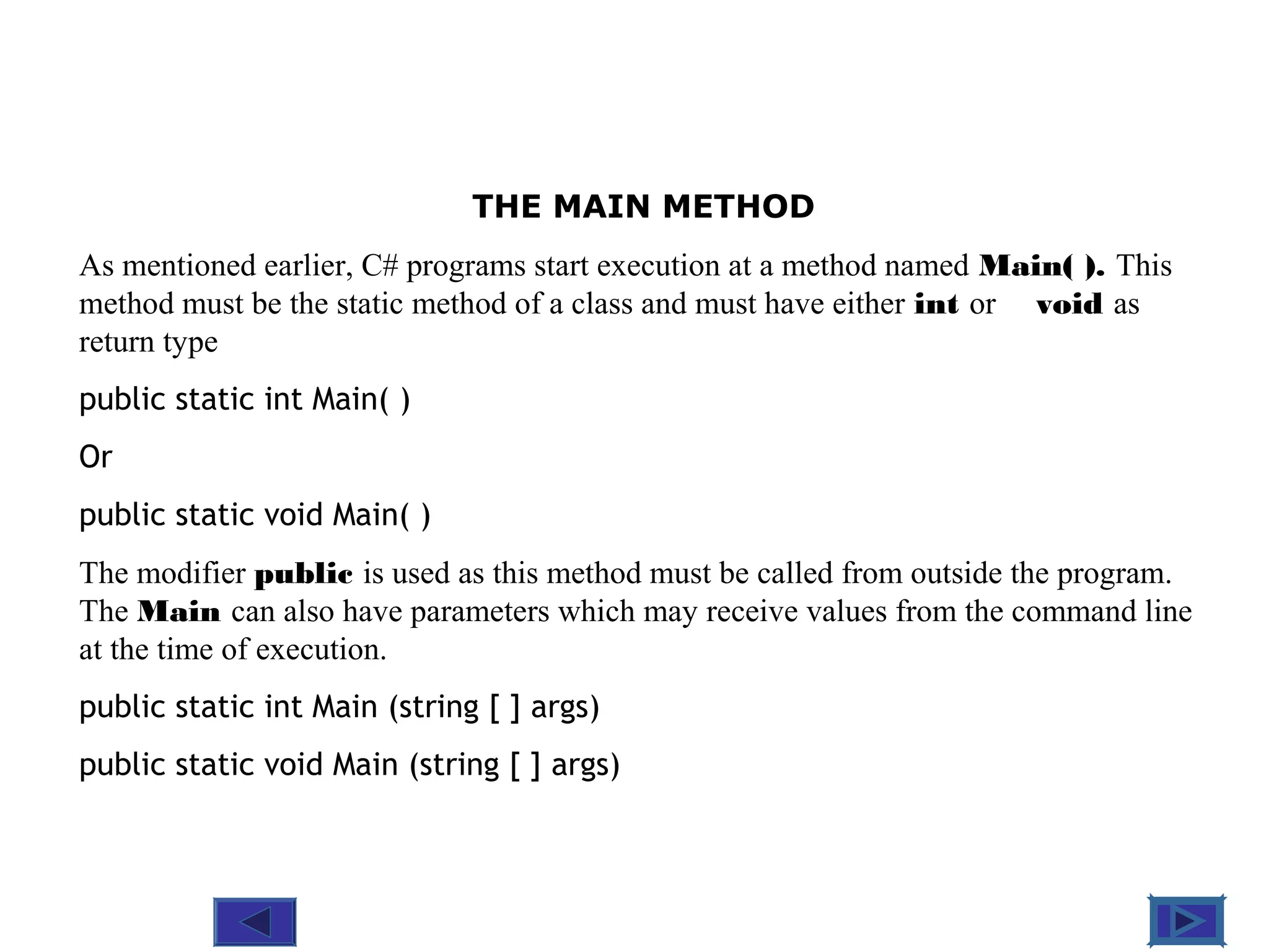 Methods in c ppt