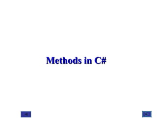 @ 2010 Tata McGraw-Hill Education
1
Education
Methods in C#Methods in C#
 