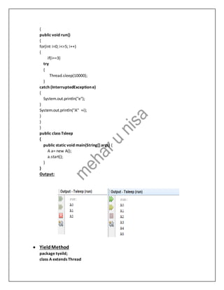 Methods Of Thread Class | DOCX