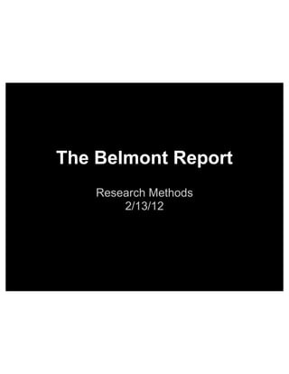 Methods   belmont report