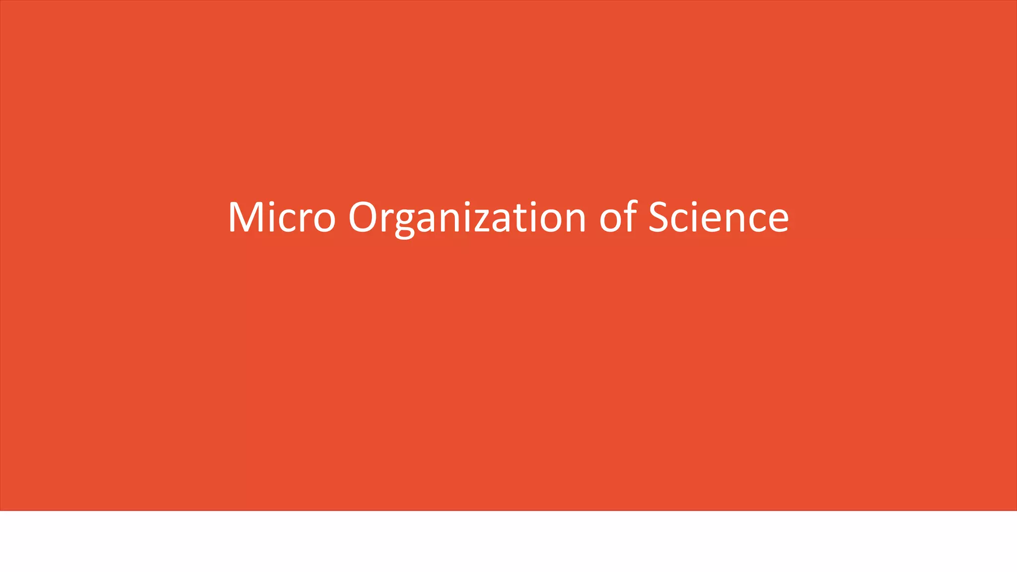 Micro Organization of Science
 