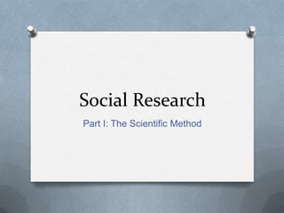 Social Research Part I: The Scientific Method 