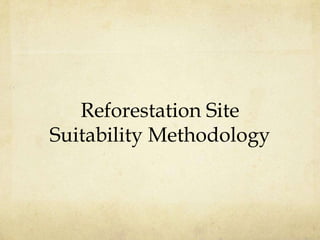 Reforestation Site
Suitability Methodology
 