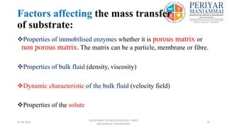 Methods of enzyme immobilization and its effect on mass transfer | PPTX