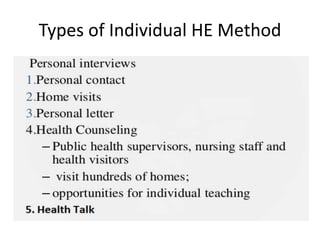 Methods and Models of Health Education | PPTX