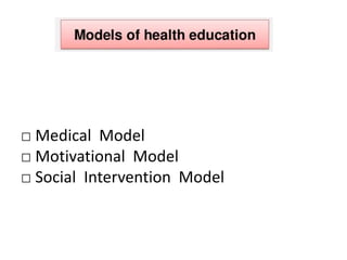 Methods and Models of Health Education