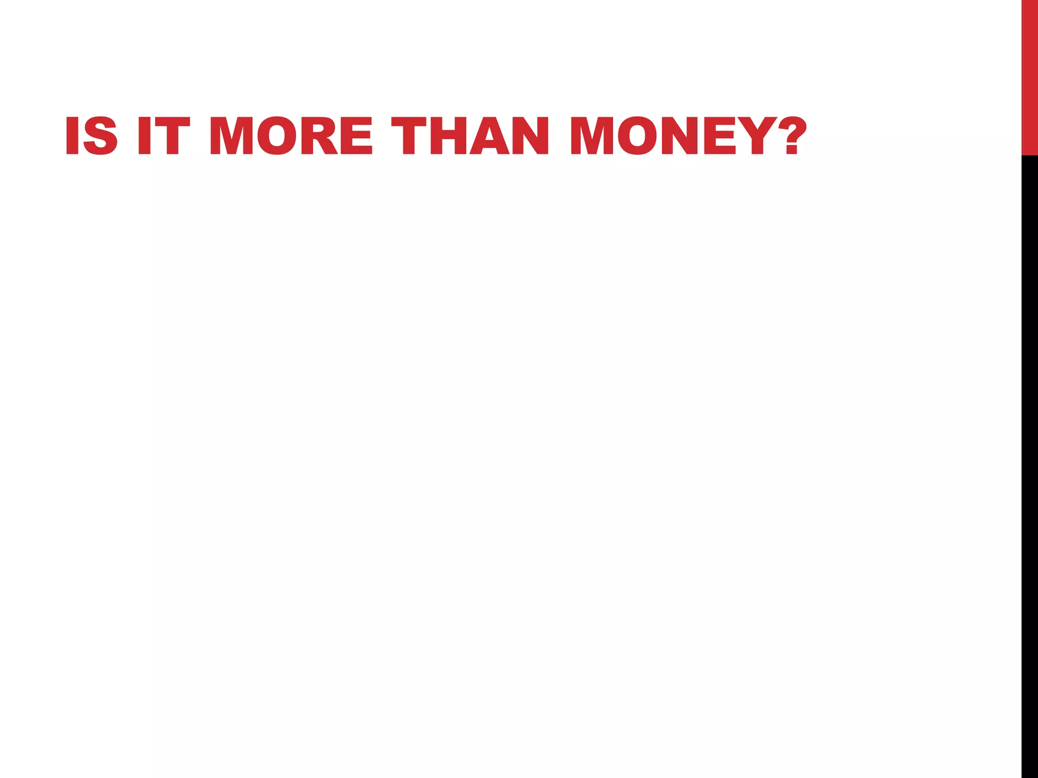 IS IT MORE THAN MONEY?
 