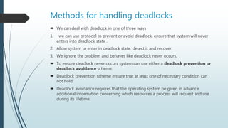 Methods for handling deadlock | PPTX | Operating Systems | Computer ...