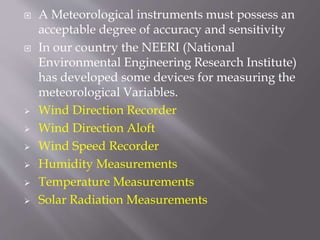 Methods for measurements of meteorological variables | PPTX