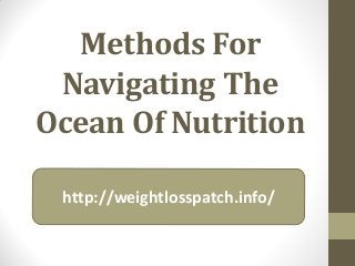Methods For
Navigating The
Ocean Of Nutrition
http://weightlosspatch.info/
 