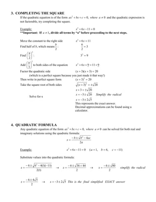 Methods for solving quadratic equations | PDF