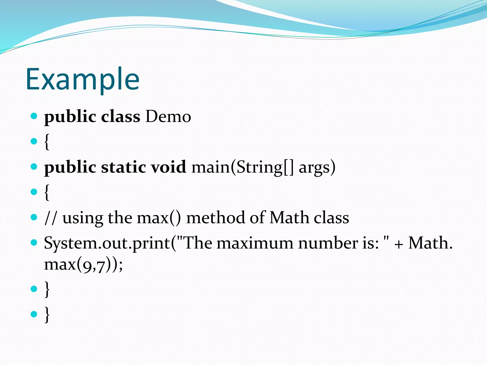 Methods in java | PPTX | Programming Languages | Computing