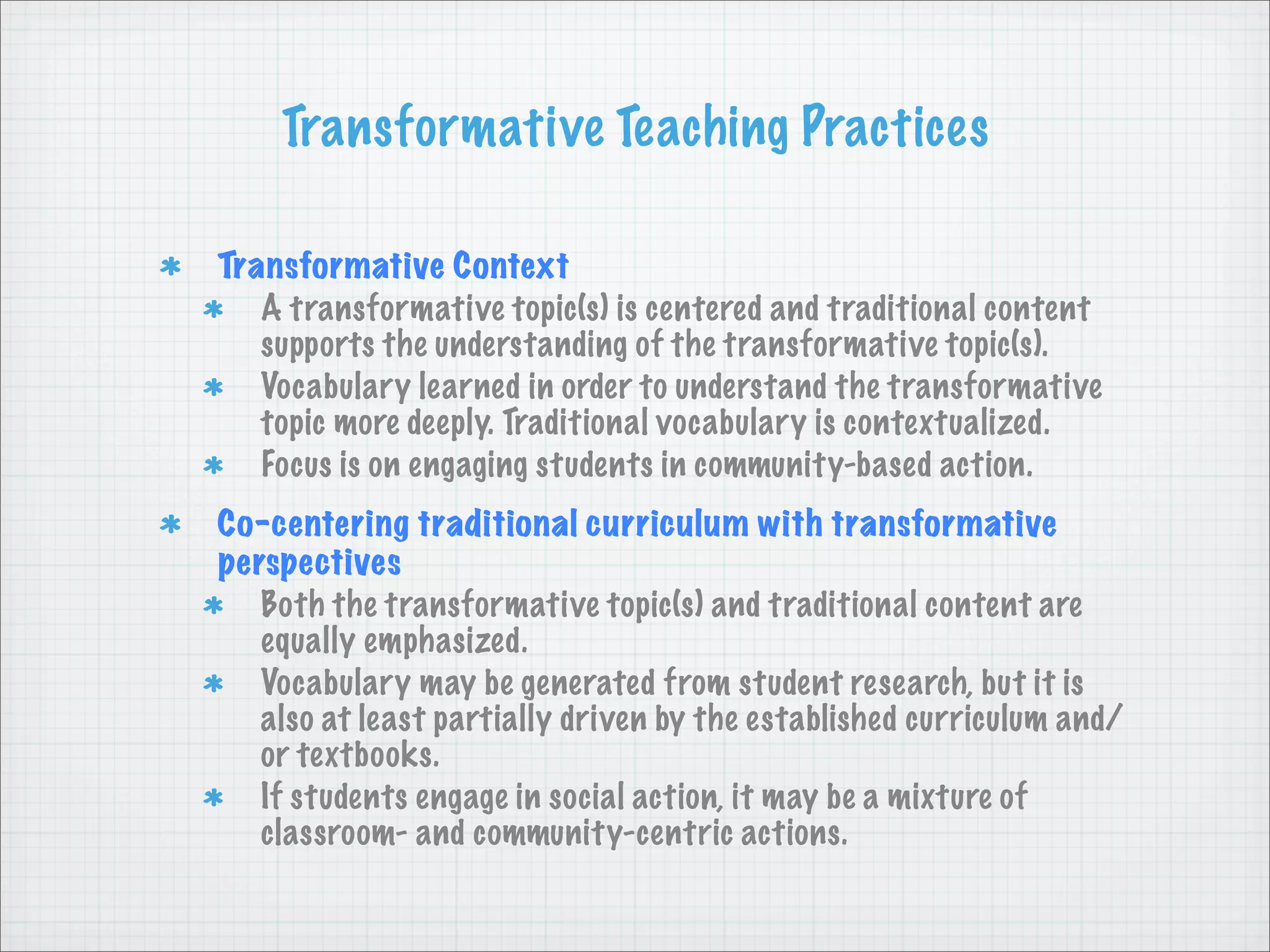 Transformative Teaching Methods