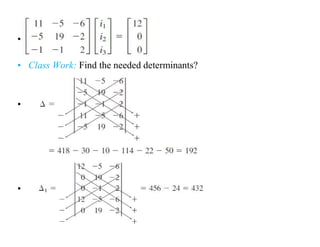 •
• Class Work: Find the needed determinants?
•
•
 