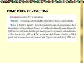 COMPLICTION OF VASECTOMY
 
