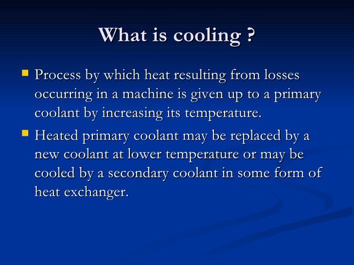 Methods Of Cooling Of Rotating Electrical Machines