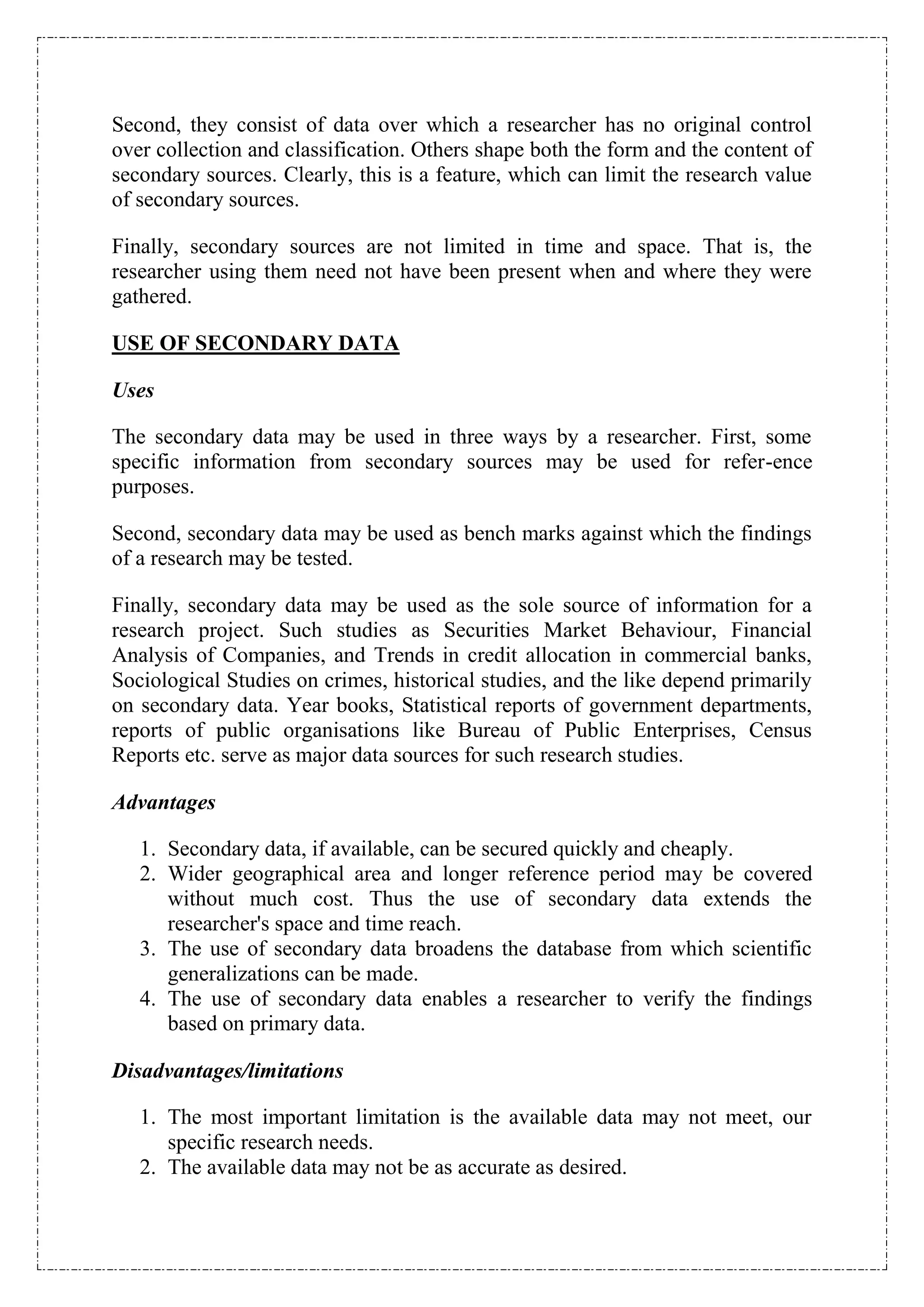 Methods of data collection