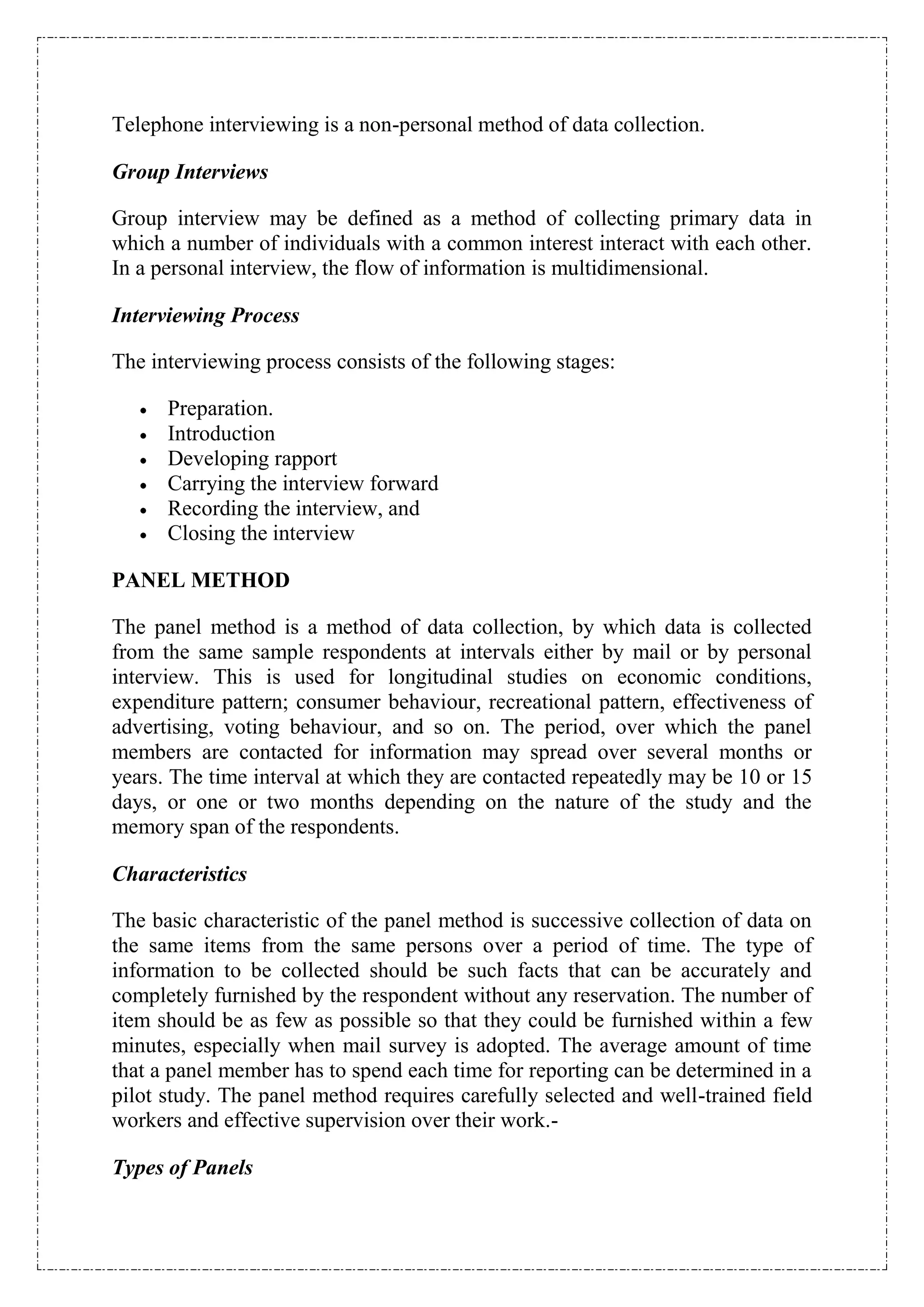 Methods of data collection