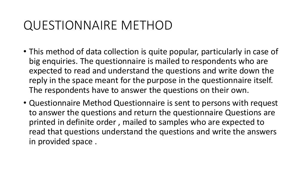 Methods of data collection