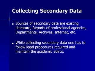 Methods of Data Collection and sources of data | PPTX