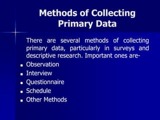 Methods of Data Collection and sources of data | PPTX