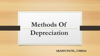 Methods Of
Depreciation
AKASH PATIL, CMBA4
 