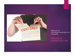 Methods of
Discharge/Termination of
Contracts
PREPARED BY
SANDREA BUTCHER
 