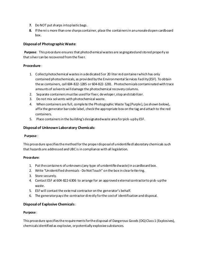 Methods for disposal of laboratory waste