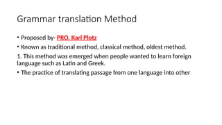 Translating Methods Comprehensive Overview of English Teaching Methods and Approaches | PPTX