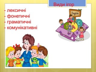 Види ігор
- лексичні
- фонетичні
- граматичні
- комунікативні
 