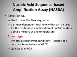 Nasba Method Methods of Laboratory diagnosis (genotypic detection) of HIV | PPTX