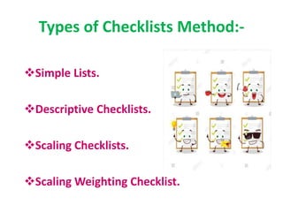 Simple Checklist Methods Methods of Impact Identification in EIA TYBMS-SEM-V-ENVIRONMENTAL ...