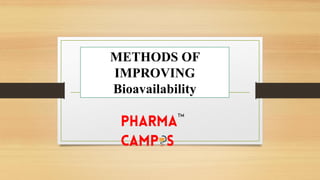 METHODS OF
IMPROVING
Bioavailability
 