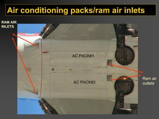 Air conditioning packs/ram air inlets
RAM AIR
INLETS
AC PACK#1
AC PACK#2
Ram air
outlets
 