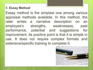 Methods of performance appraisal | PPTX