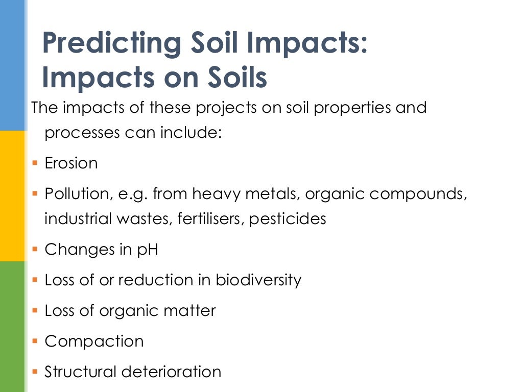 Methods of prediction and assessment techniques of impacts soil