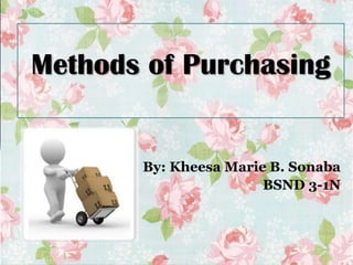 Methods of Purchasing

By: Kheesa Marie B. Sonaba
BSND 3-1N

 